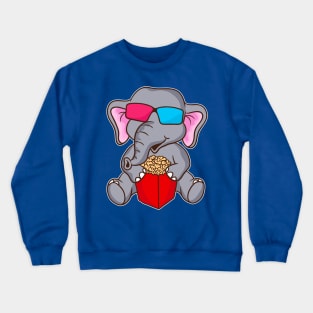 Cute Funny Elephant 3D Glasses Movie Popcorn Crewneck Sweatshirt